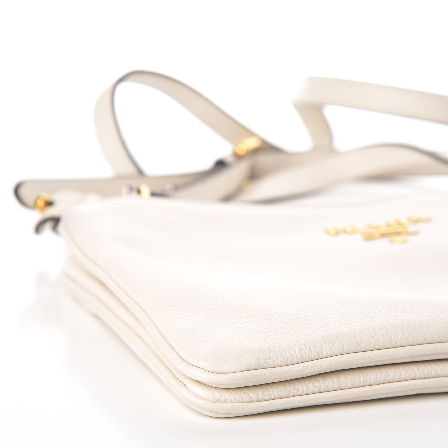 Vitello Phenix Double Zip Crossbody Bag Bianco