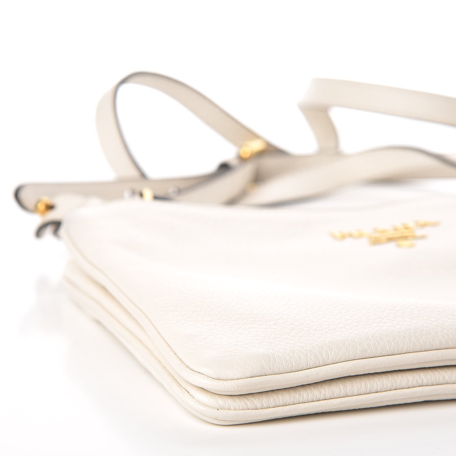 Prada Vitello Phenix Double Zip Crossbody Bag Bianco 9 of 11