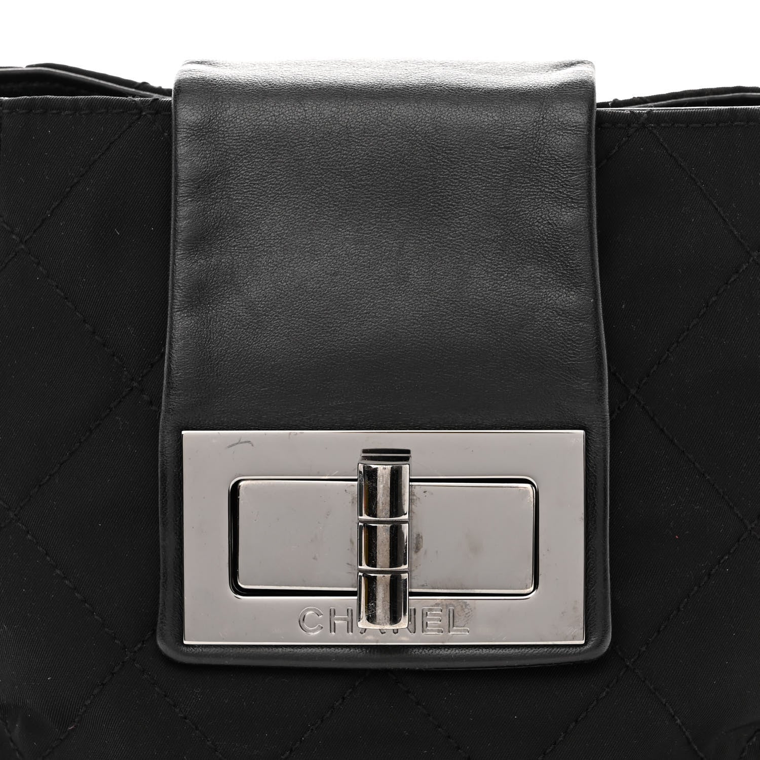 Chanel Lambskin Nylon Quilted Mademoiselle Shoulder Bag Black 8 of 11