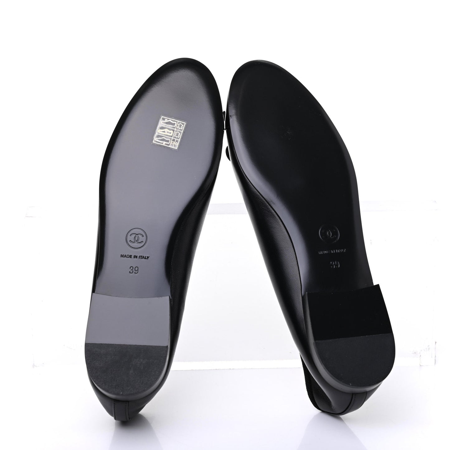 Lambskin Patent Cap Toe Ballerina Flats 39 Black