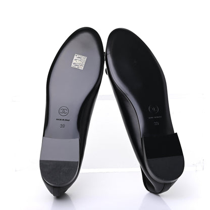 Chanel Lambskin Patent Cap Toe Ballerina Flats 39 Black 6 of 9
