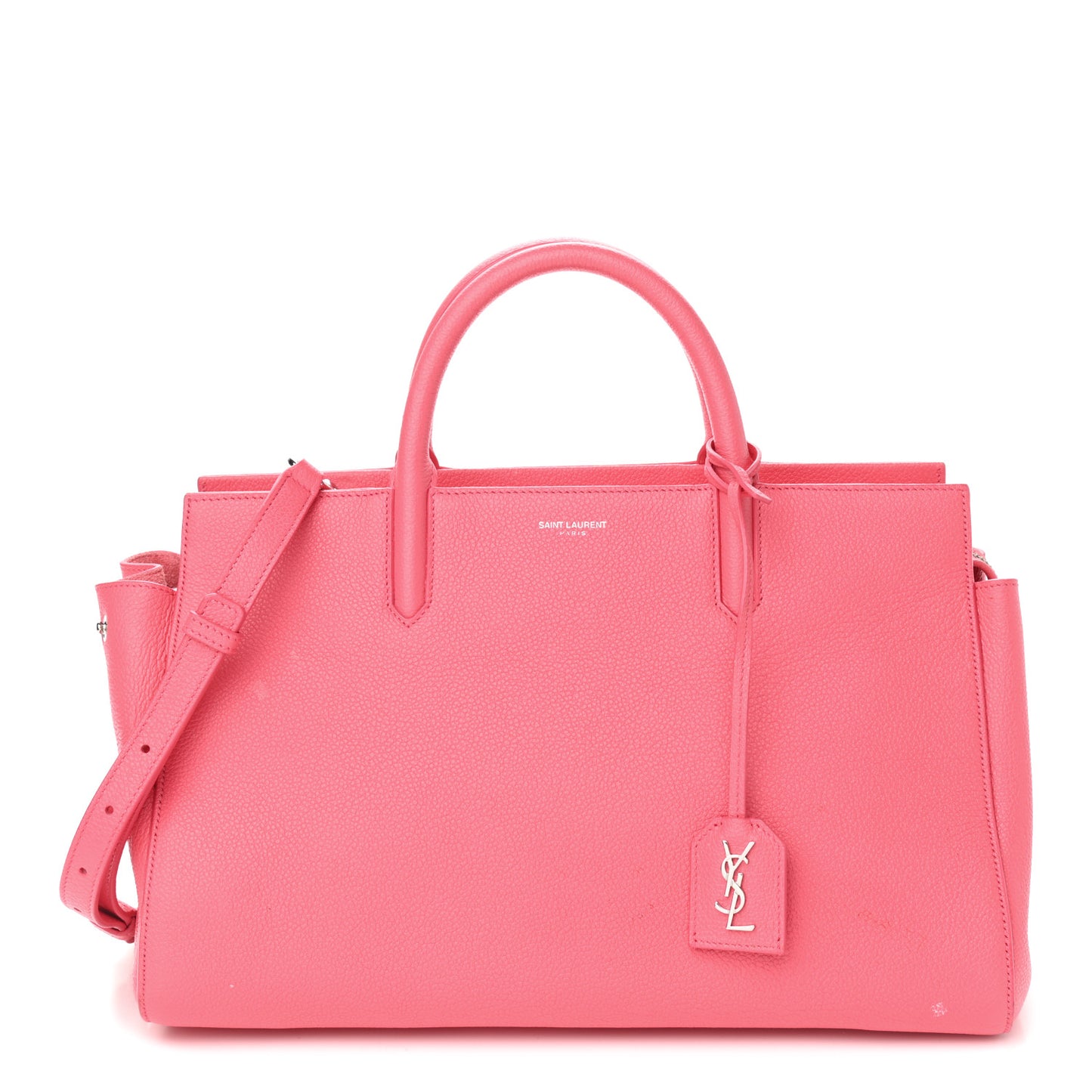 Grained Calfskin Small Cabas Rive Gauche Rose Clair