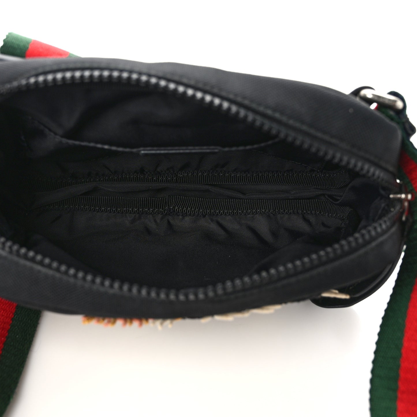 Canvas Web Tiger Embroidered Messenger Bag Black