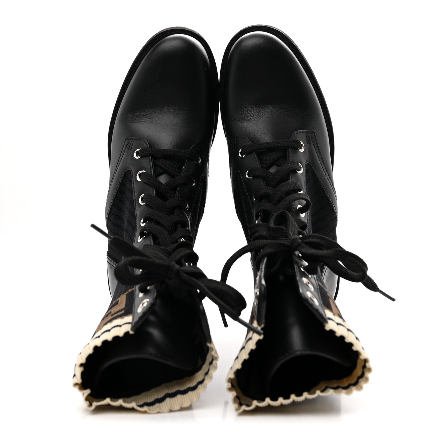 Calfskin Stretch Fabric Rockoko Biker Boots 37 Tobacco Black Marino