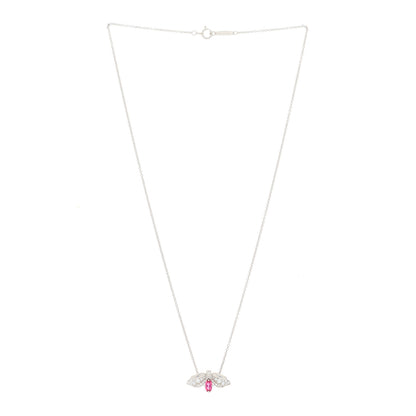 Tiffany Platinum Diamond Pink Tourmaline Paper Flowers Firefly Pendant Necklace 2 of 4