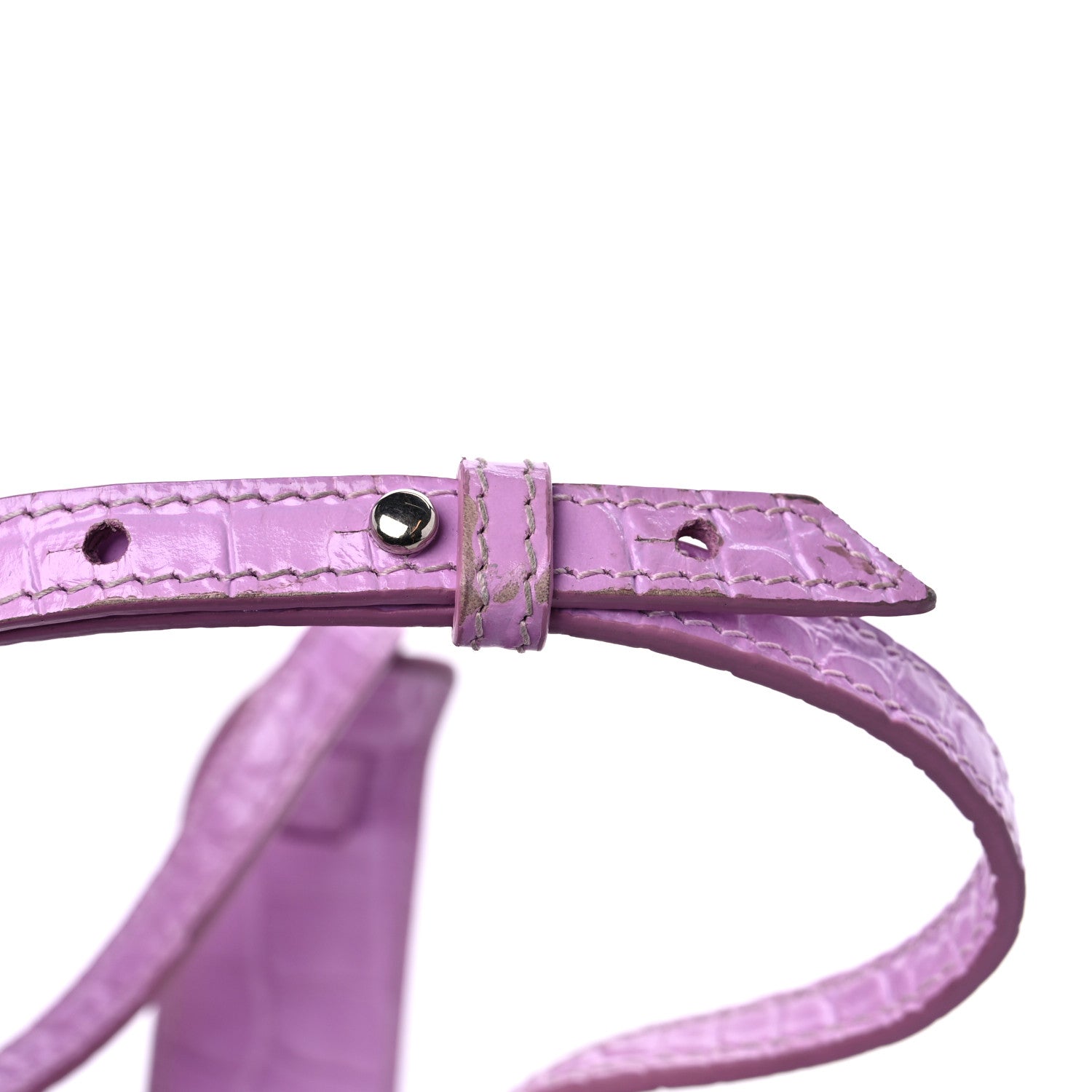 Balenciaga Calfskin Crocodile Embossed Neo Classic Silver Hardware Nano City Crossbody Lilac 13 of 14