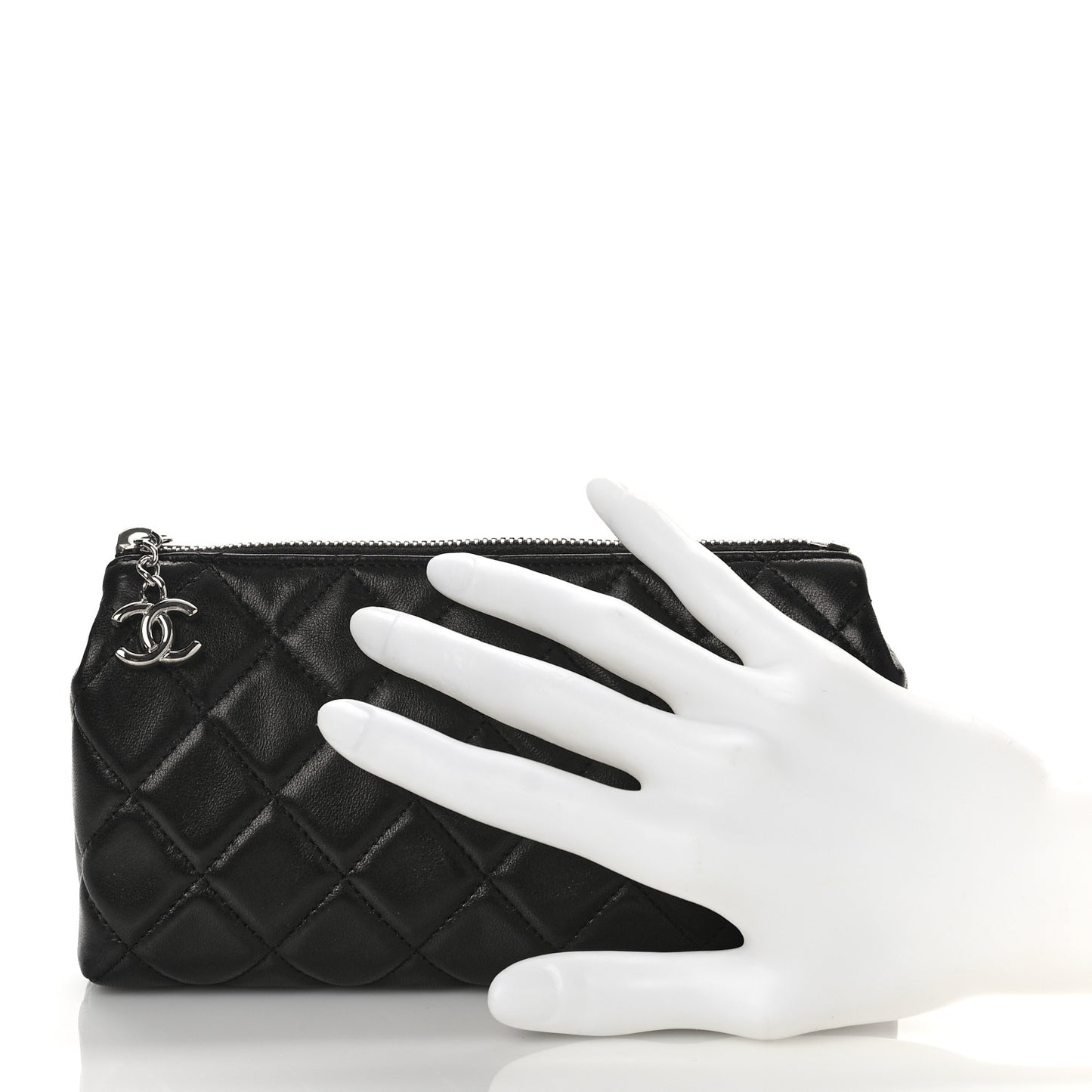 Lambskin Quilted Cosmetic Case Black