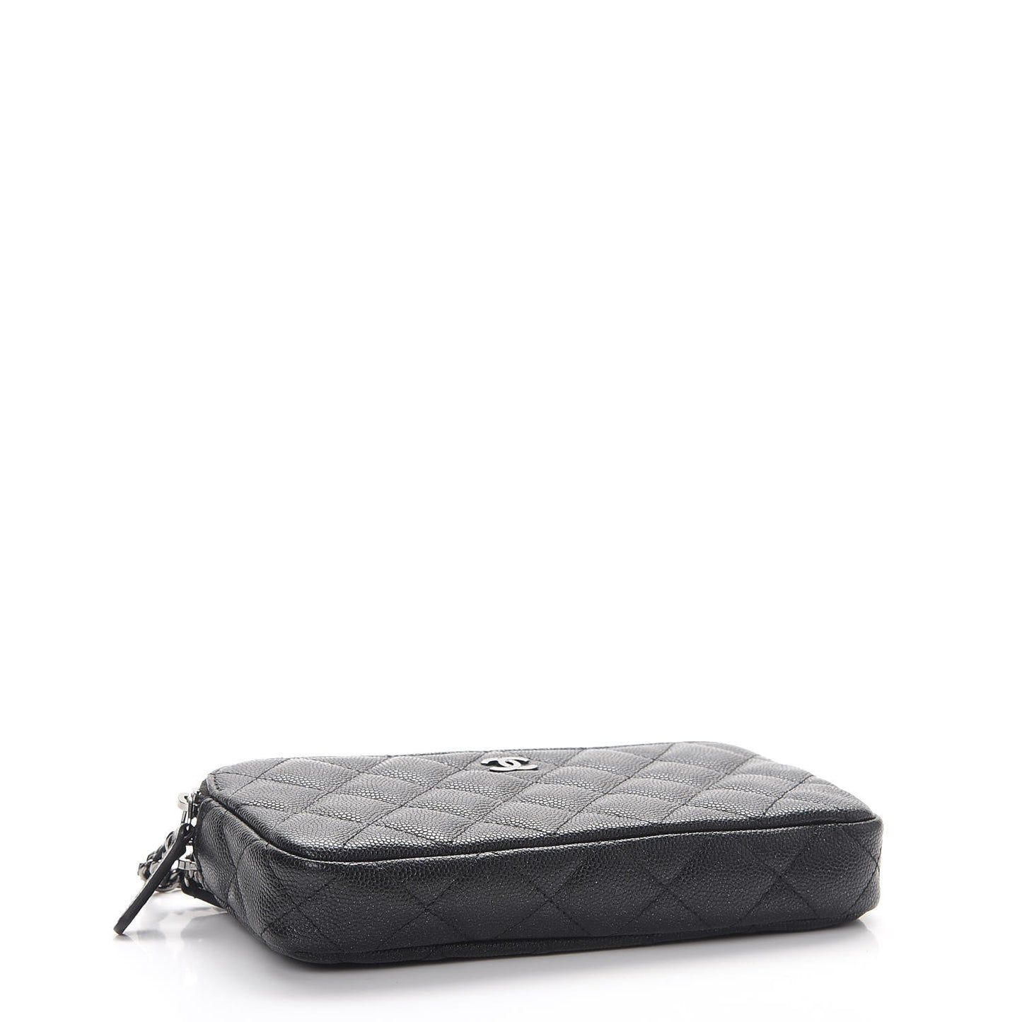 Caviar Quilted Small Clutch With Chain Black