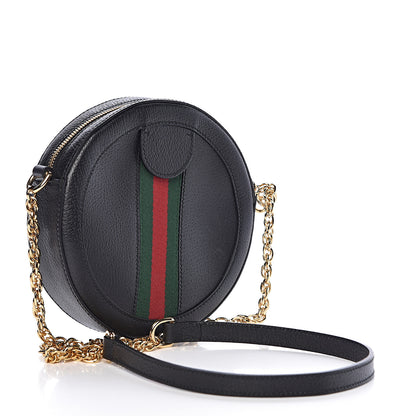 Gucci Grained Calfskin Web Mini Ophidia Round Shoulder Bag Black 3 of 11