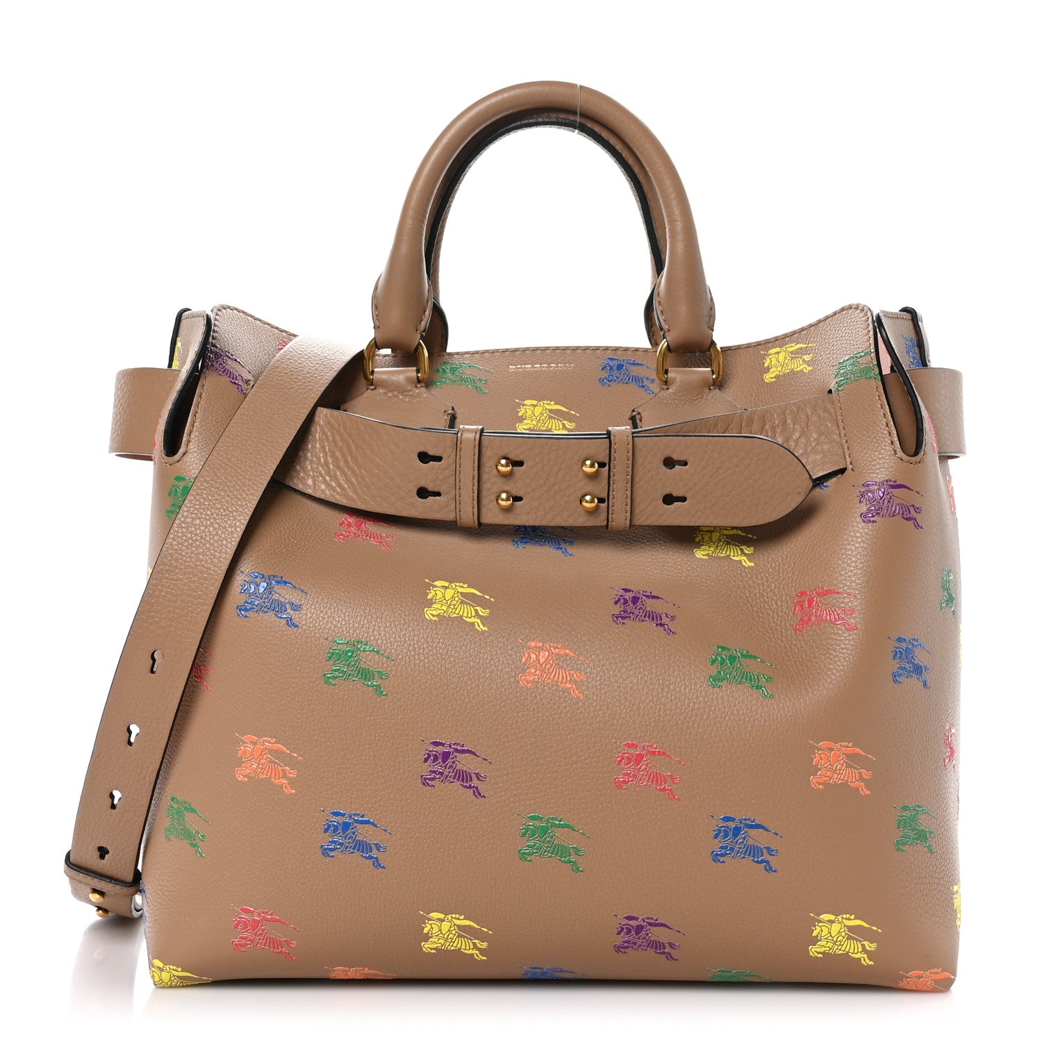 Burberry Marais Calfskin Horse Rainbow Medium Belt Bag Camel 1 of 8
