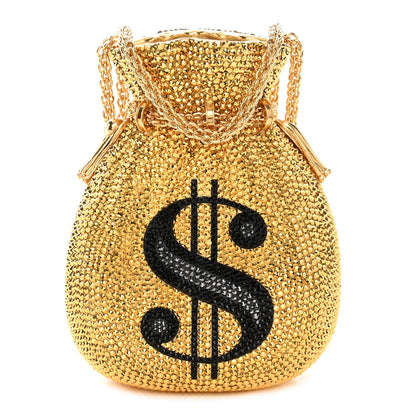 Judith Leiber Crystal Money Bags Minaudiere Clutch Gold 1 of 12