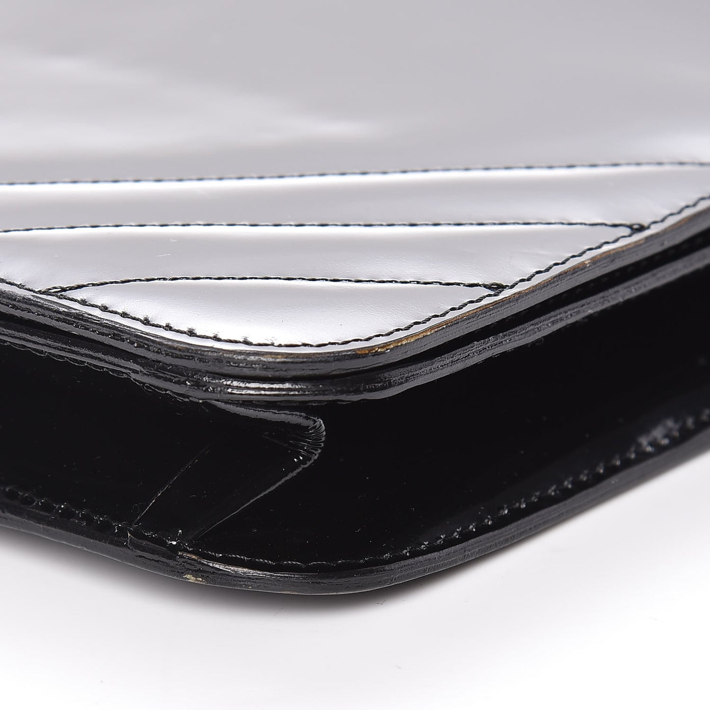 Patent Small Single Flap Bag Black