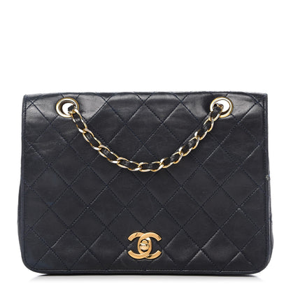 Chanel Lambskin Quilted Small Single Flap Bag Navy 1 of 12