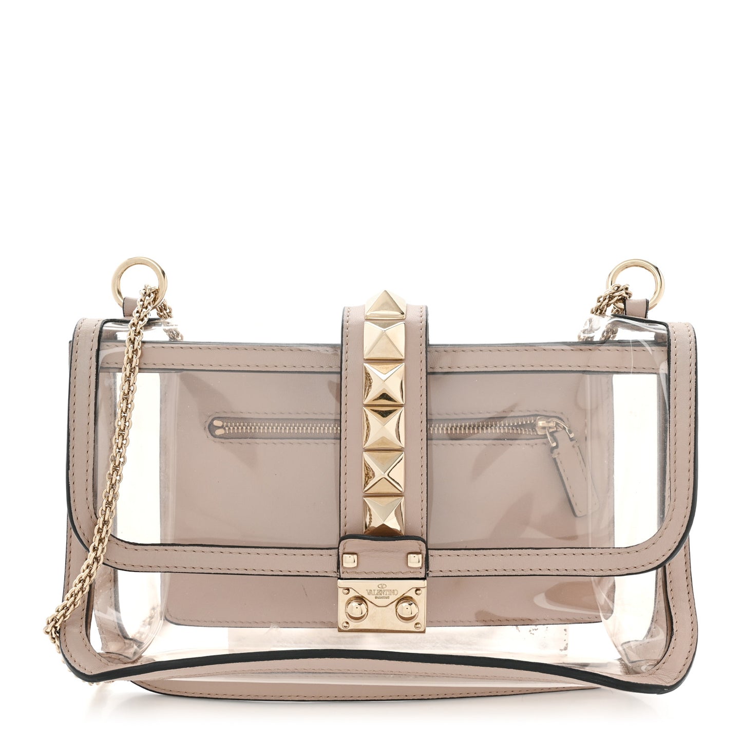 PVC Nappa Naked Small Glam Lock Rockstud Flap Poudre