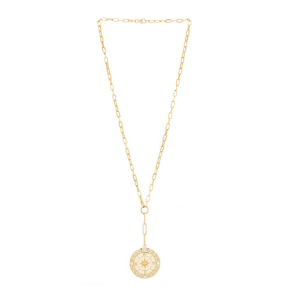 Foundrae 18K Yellow Gold Diamond Large Internal Compass Refined Clip Extension Chain Necklace 1 of 6