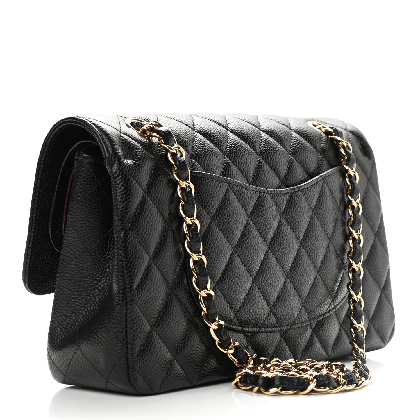Caviar Quilted Medium Double Flap Black