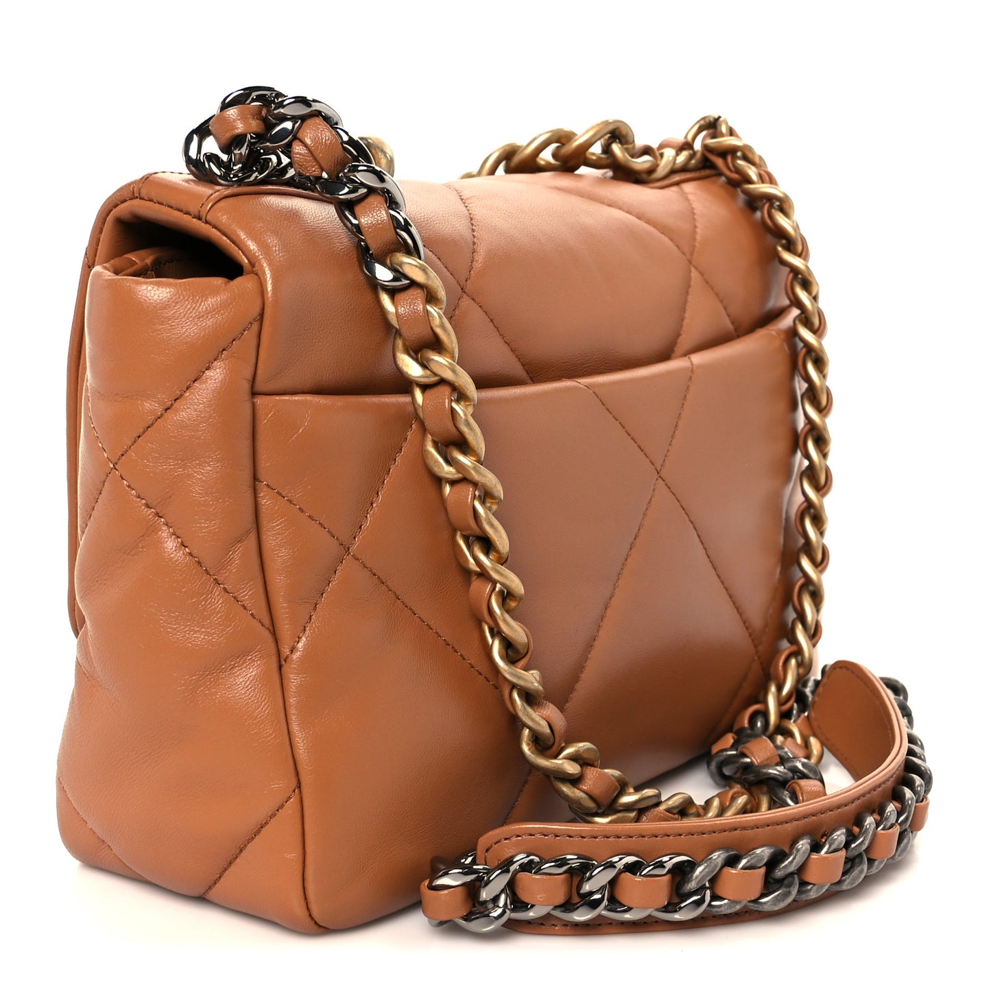 Lambskin Quilted Medium Chanel 19 Flap Brown
