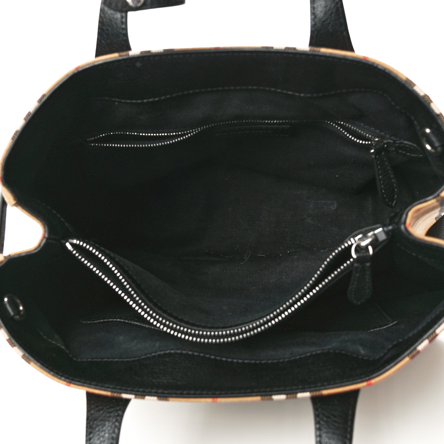 Burberry Goatskin Vintage Check Medium Banner Tote Black 5 of 14