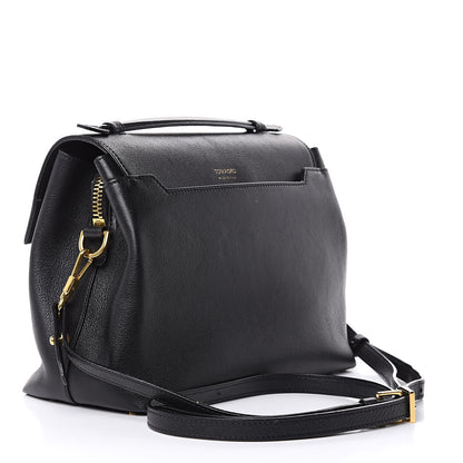 Tom Ford Calfskin Medium Leonica Padlock Satchel Bag Black 3 of 13