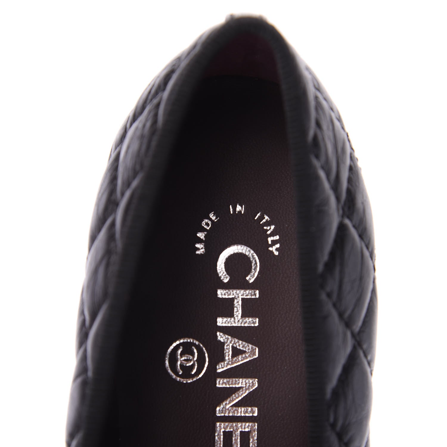 Chanel Aged Calfskin Quilted CC Cap Toe Ballerina Flats 37.5 Black 10 of 11