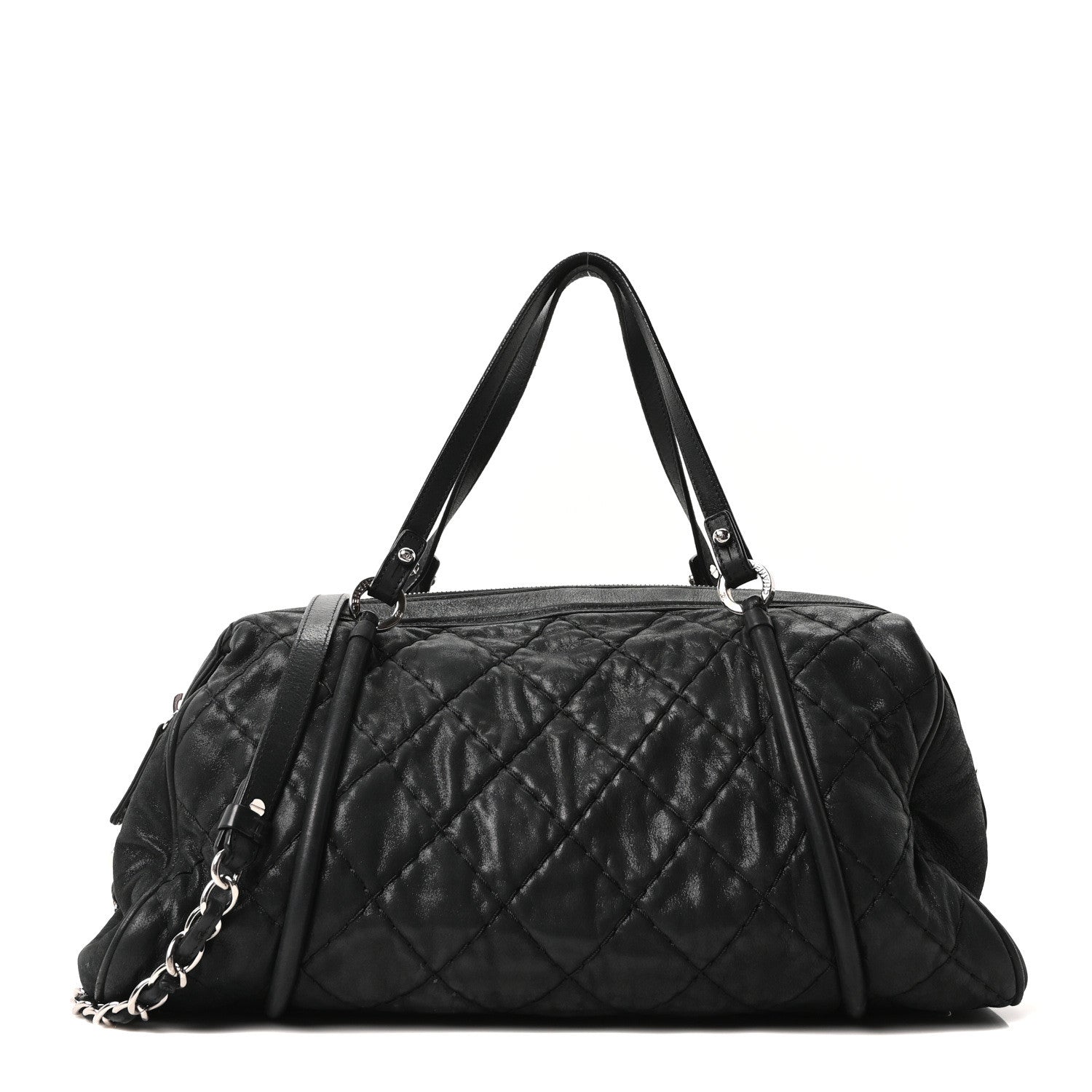 Chanel Iridescent Calfskin Quilted Relax CC Bowler Bag Black 1 of 10