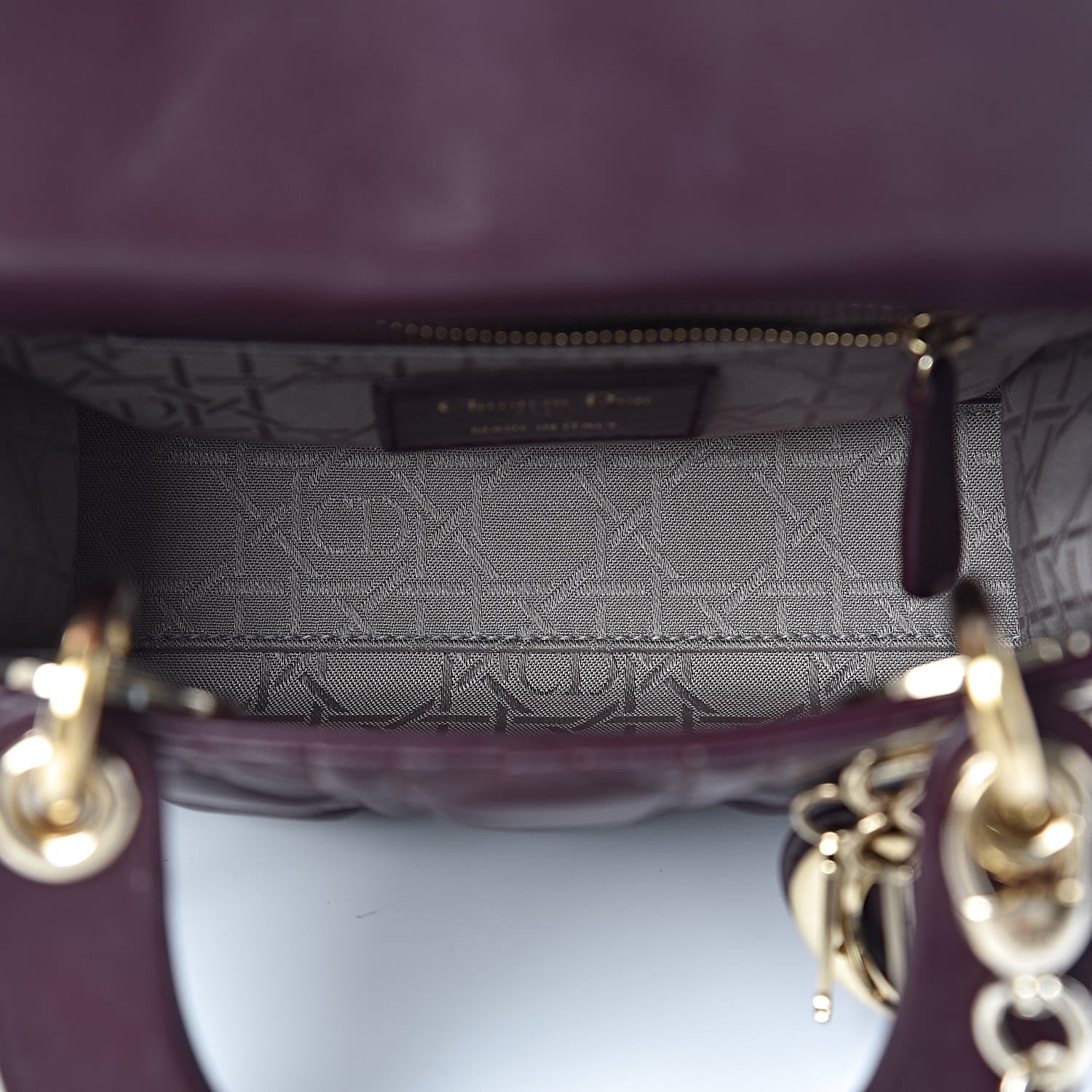 Christian Dior Lambskin Cannage Mini Lady Dior Plum 5 of 14