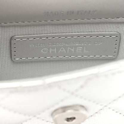 Chanel Metallic Goatskin Quilted Star Flap Waist Belt Bag Silver 7 of 11