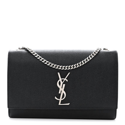 Saint Laurent Grain De Poudre Medium Classic Monogram Kate Satchel Black 1 of 12