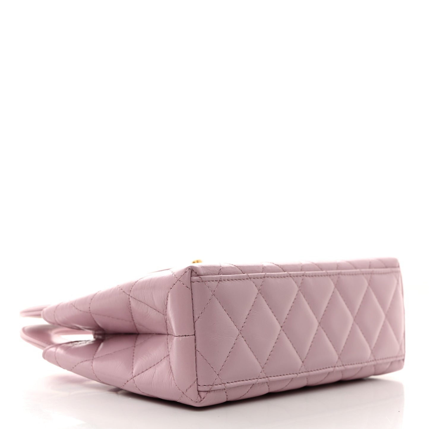 Shiny Aged Calfskin Quilted Nano Kelly Shopper Pink