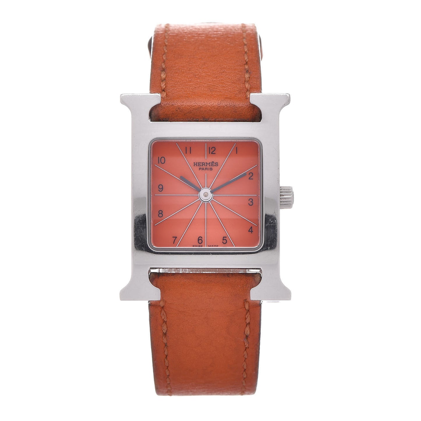 Stainless Steel Swift 21mm Heure H Hour Quartz Watch Orange