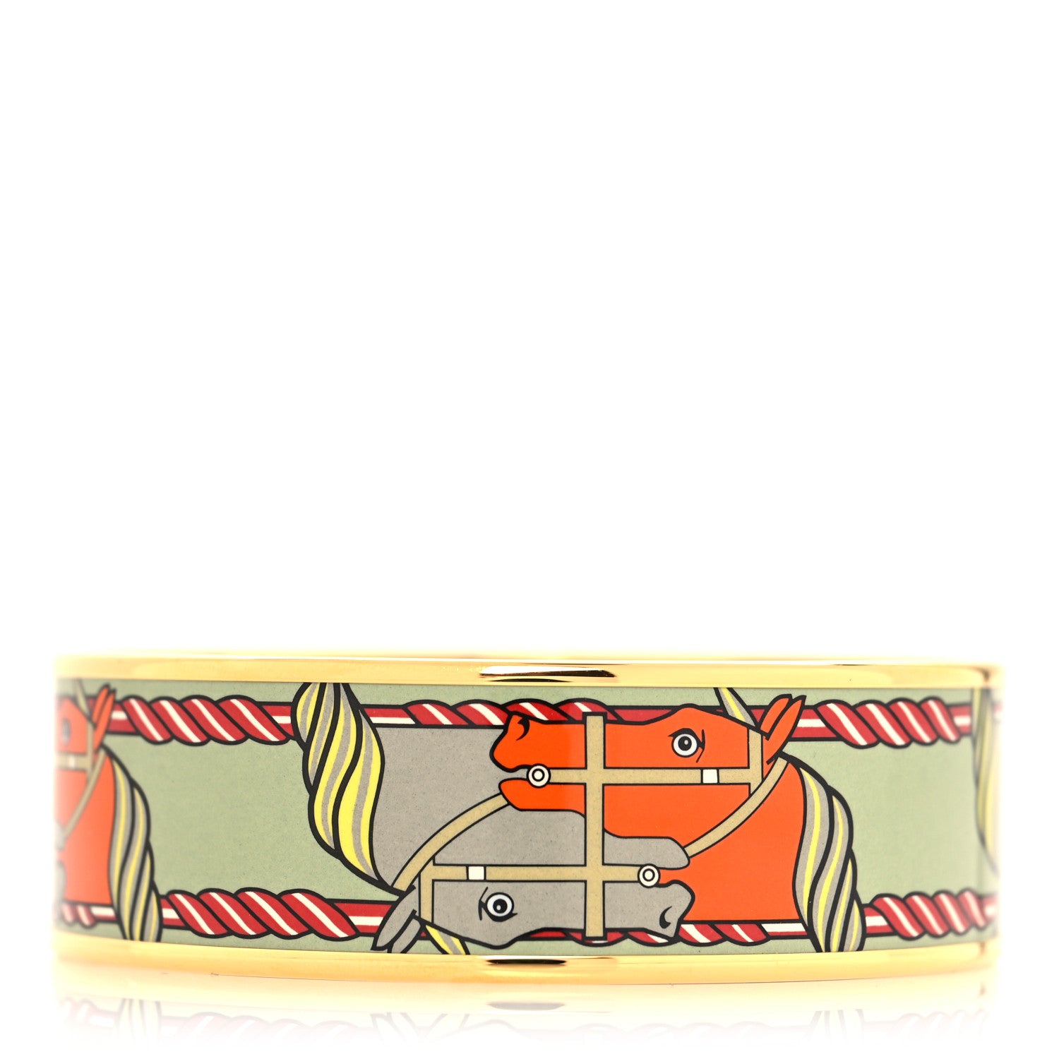 Hermes Enamel Printed Wide Quadrige Bracelet 70 1 of 5