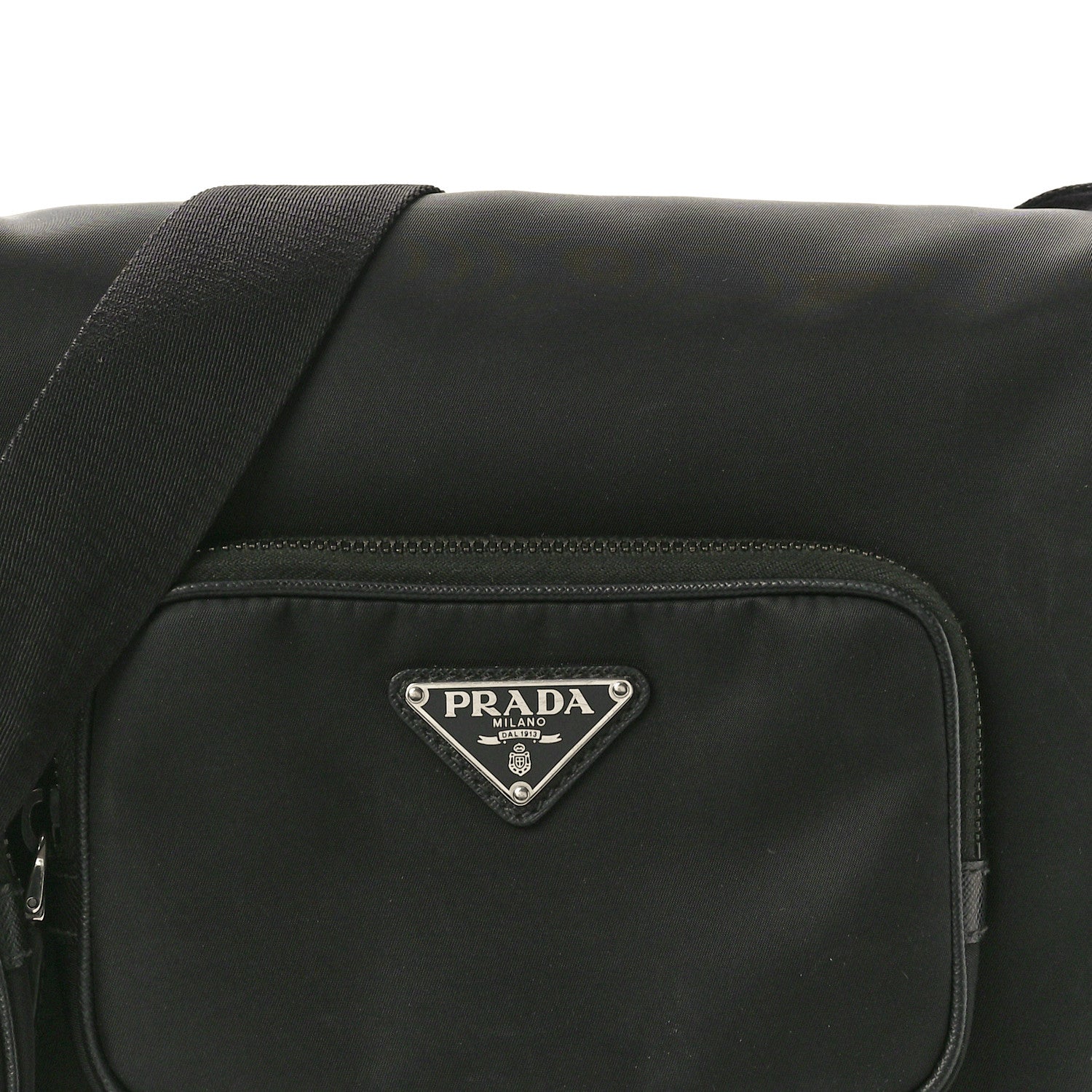 Prada Re-Nylon Tessuto Saffiano Pocket Flap Messenger Bag Black 7 of 9