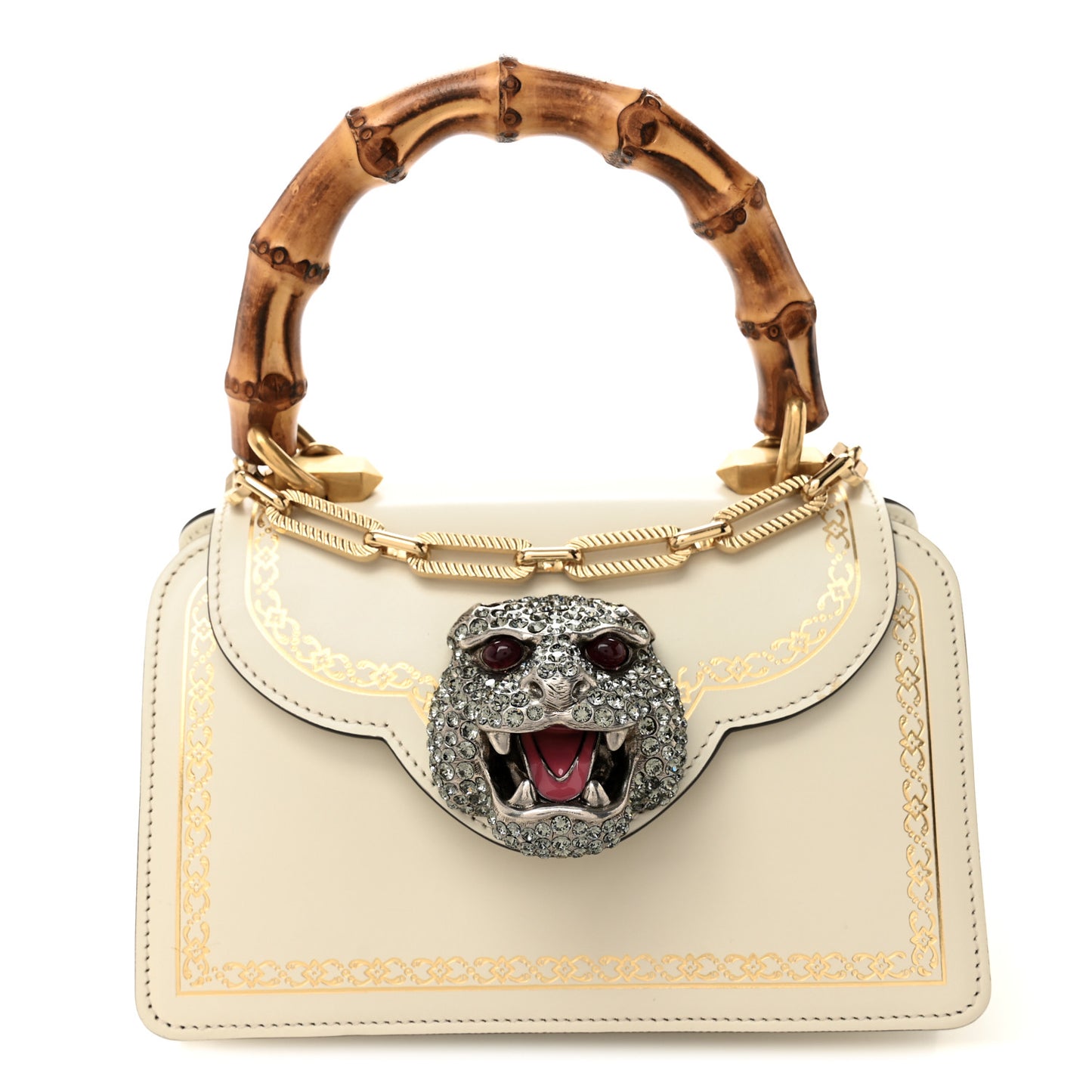 Calfskin Bamboo Mini Thiara Top Handle Bag White