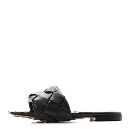 Bottega Veneta Nappa Maxi Intrecciato Lido Flat Sandals 40 Black 1 of 7
