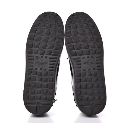 Valentino Garavani Calfskin Patent Rockstud Open Sneakers 38 Black 5 of 11