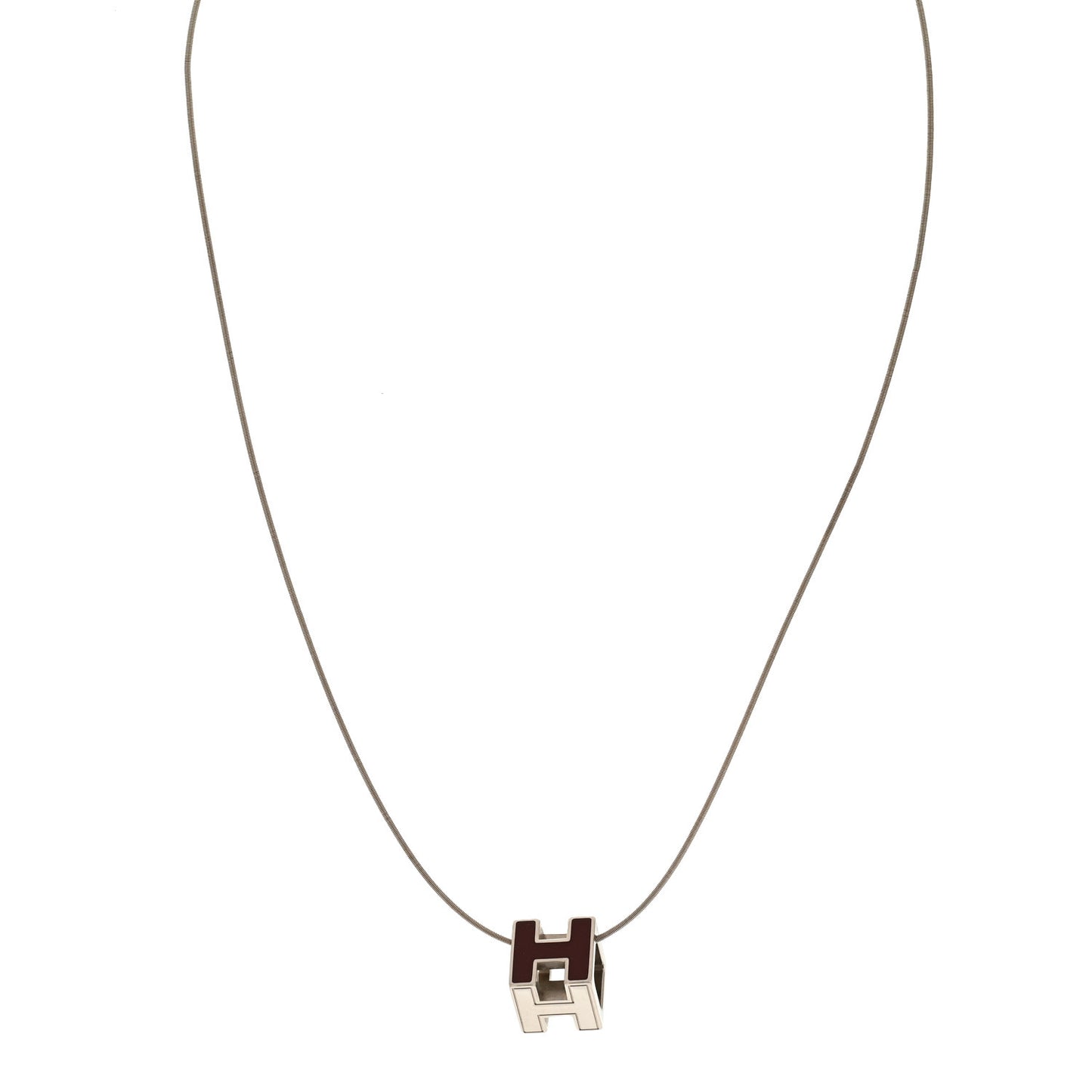 Palladium Lacquered Cage d'H Necklace Rouge H
