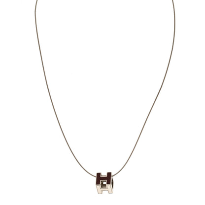 Hermes Palladium Lacquered Cage d'H Necklace Rouge H 1 of 7