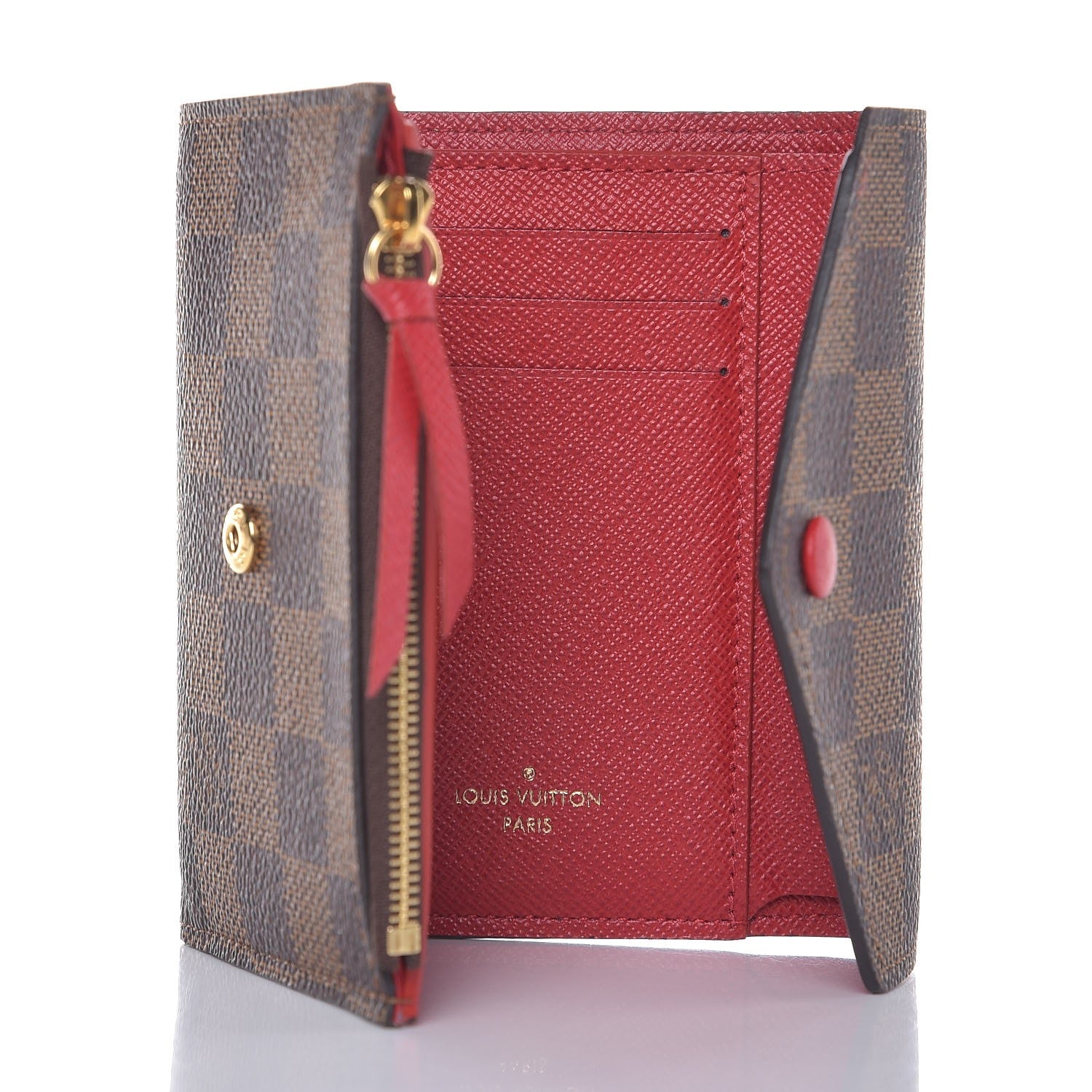 Louis Vuitton Damier Ebene Victorine Wallet Red 5 of 7