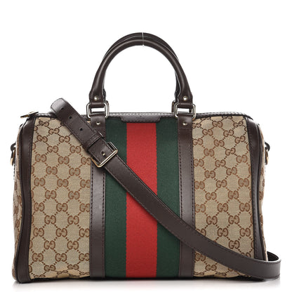 Gucci Monogram Vintage Web Medium Boston Dark Brown 1 of 14