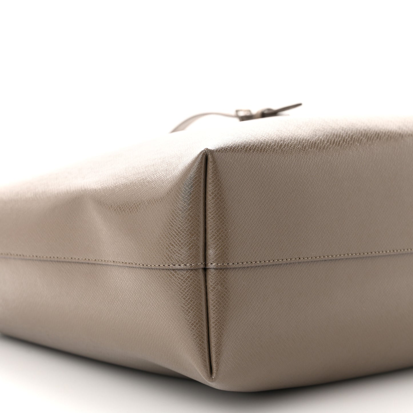 Grained Calfskin Large Shopping Tote Warm Taupe Black