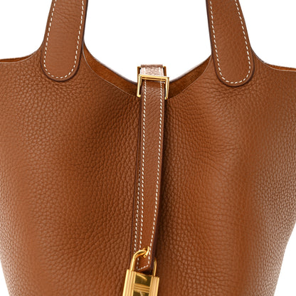 Hermes Taurillon Clemence Picotin Lock 18 PM Gold 8 of 11