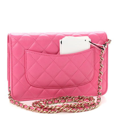 Chanel Caviar Quilted Wallet on Chain WOC Pink 3 of 10