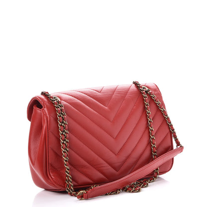 Chanel Lambskin Chevron Quilted Small Pyramid CC Flap Red 3 of 8