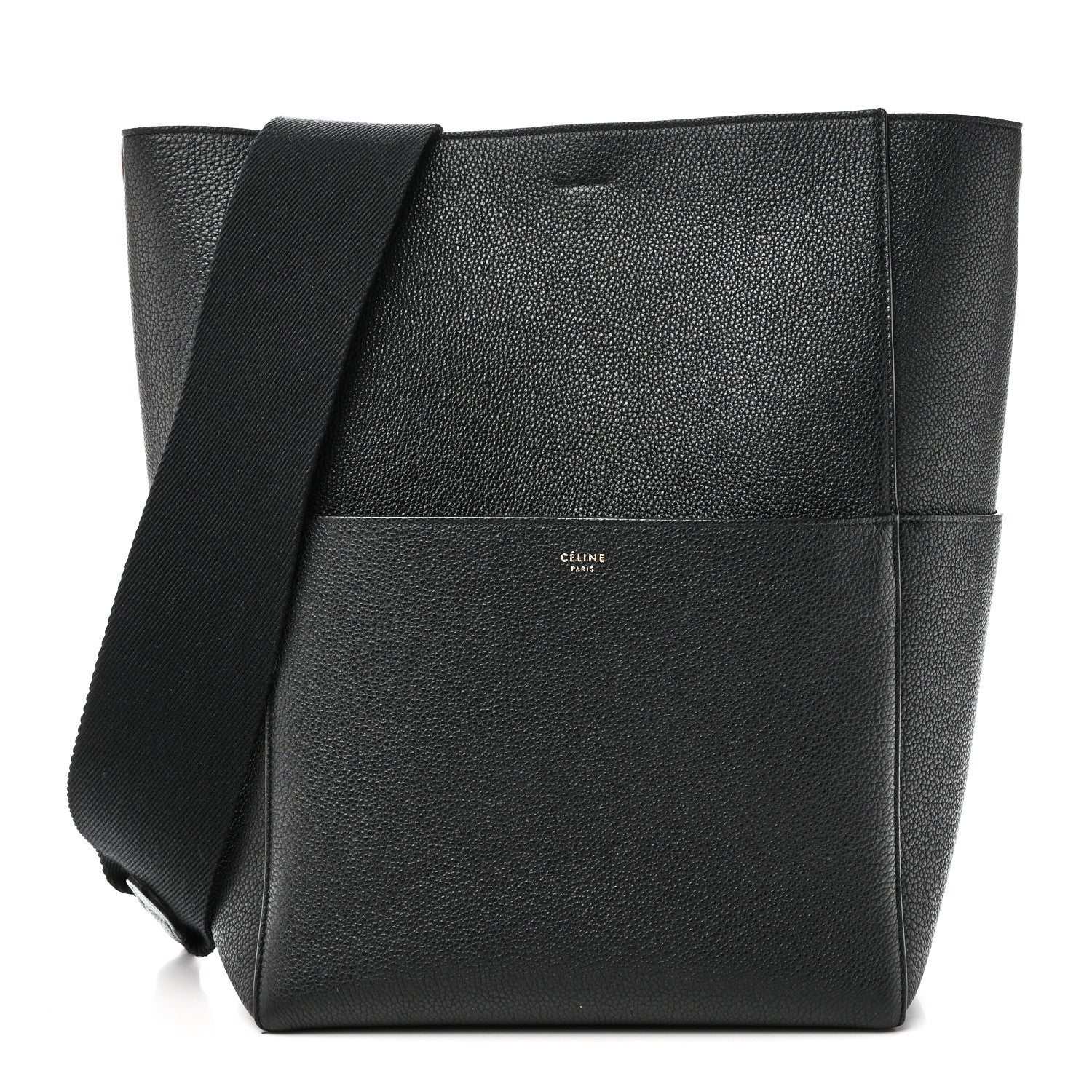Celine Soft Grained Calfskin Sangle Bucket Bag Black 1 of 9