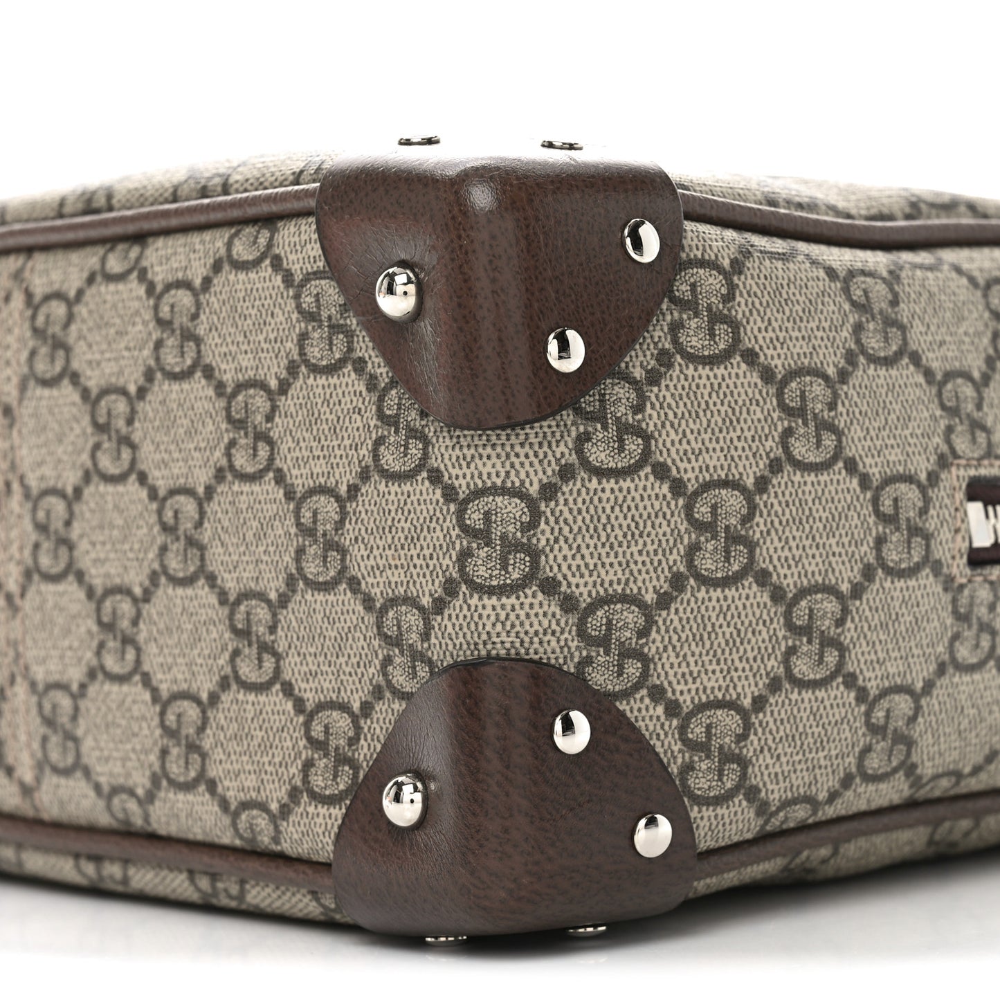 GG Supreme Monogram Textured Calfskin Square Messenger Bag Beige Ebony New Acero