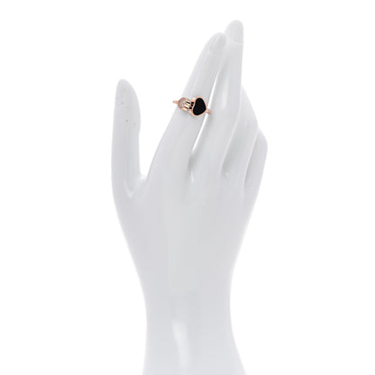 Chopard 18K Rose Gold Diamond Black Onyx Happy Hearts Ring 52 6 2 of 7