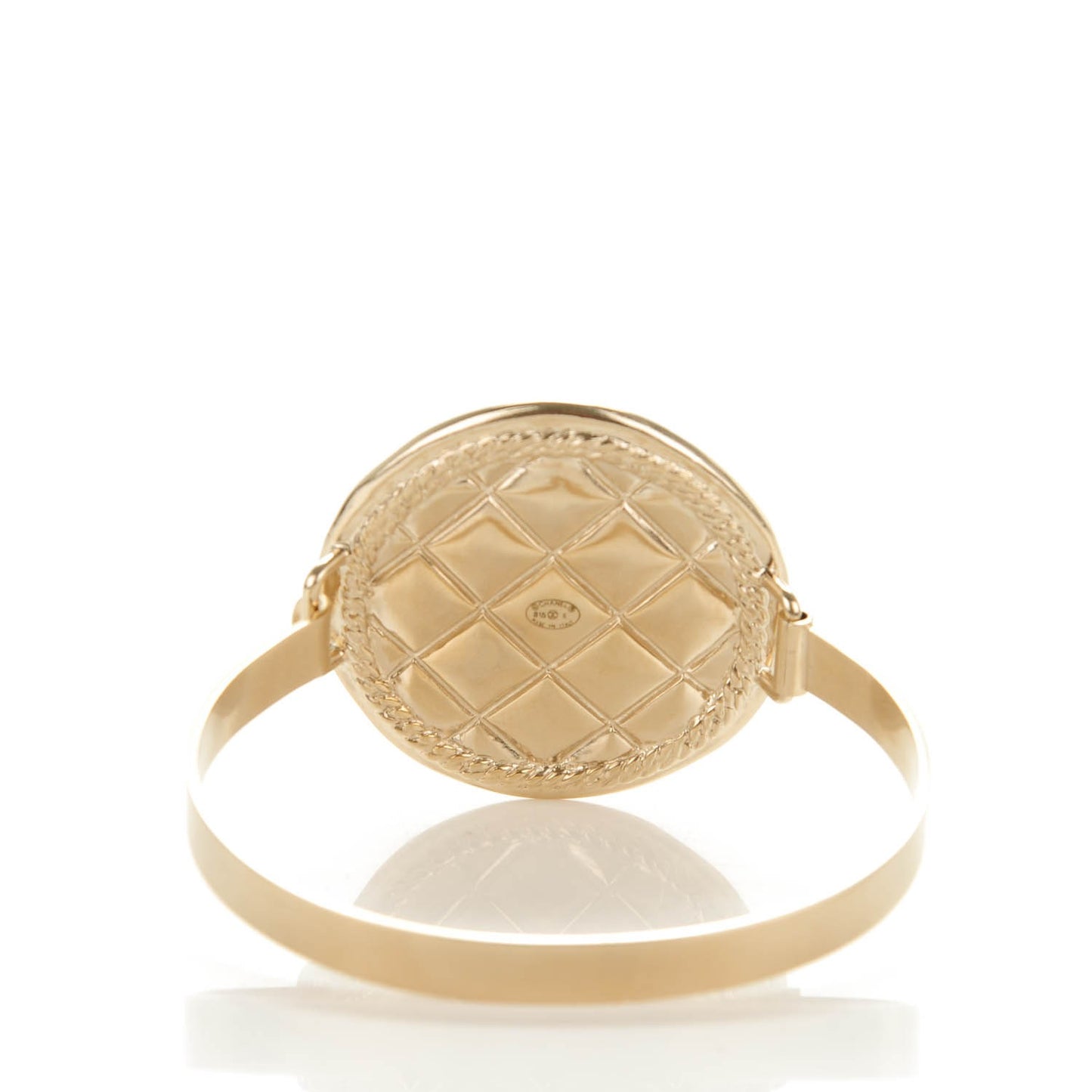Metal Quilted CC Coin Bracelet Gold