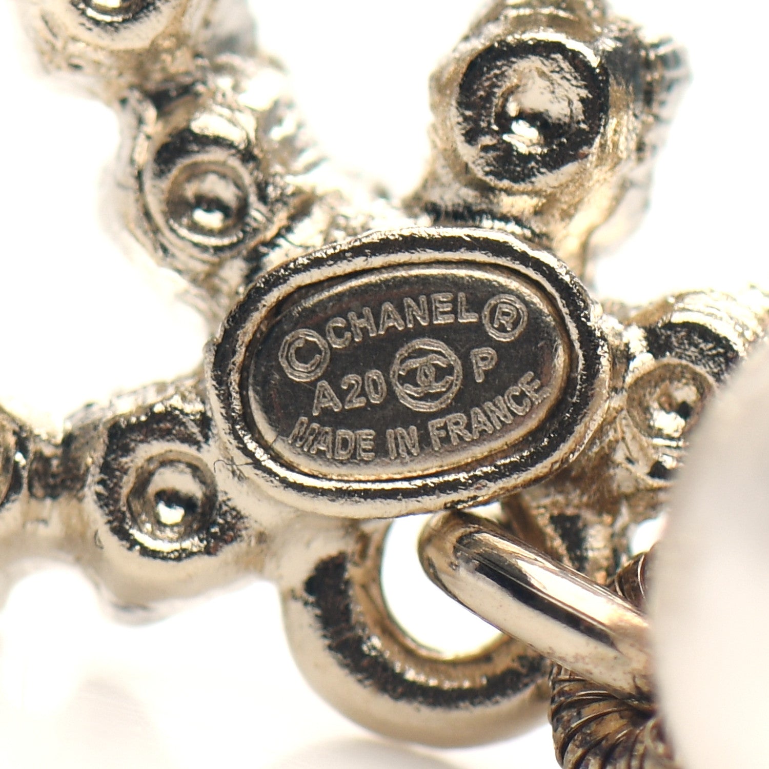 Chanel Pearl Crystal Coco's Pearls CC Long Drop Earrings Pearly White Gold Black 4 of 4