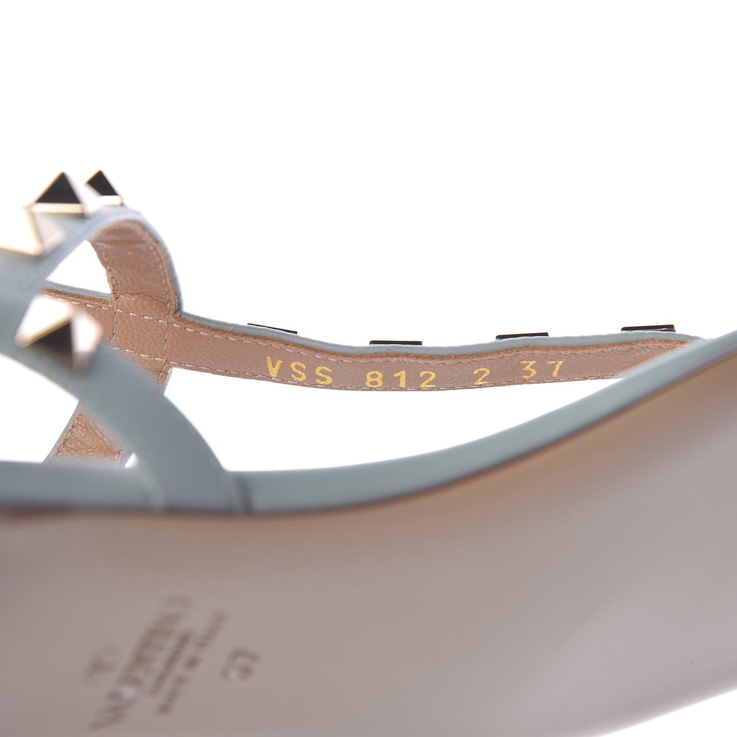 Nappa Rockstud Ankle Wrap Flat Thong Sandals 37 Celadon