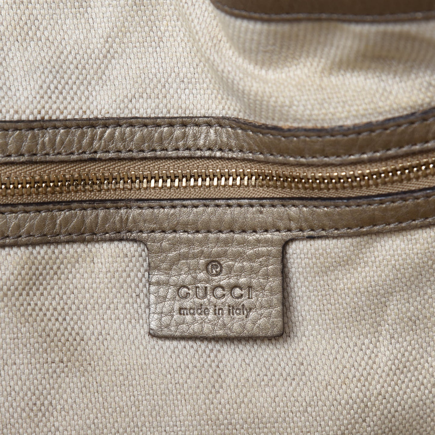 Metallic Pebbled Calfskin Medium Soho Shoulder Bag Golden Beige